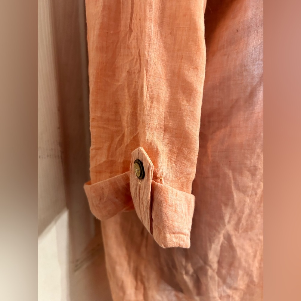 Dotti Women long Sleeve Button-Down Shirt L Peach - Picture 7 of 9